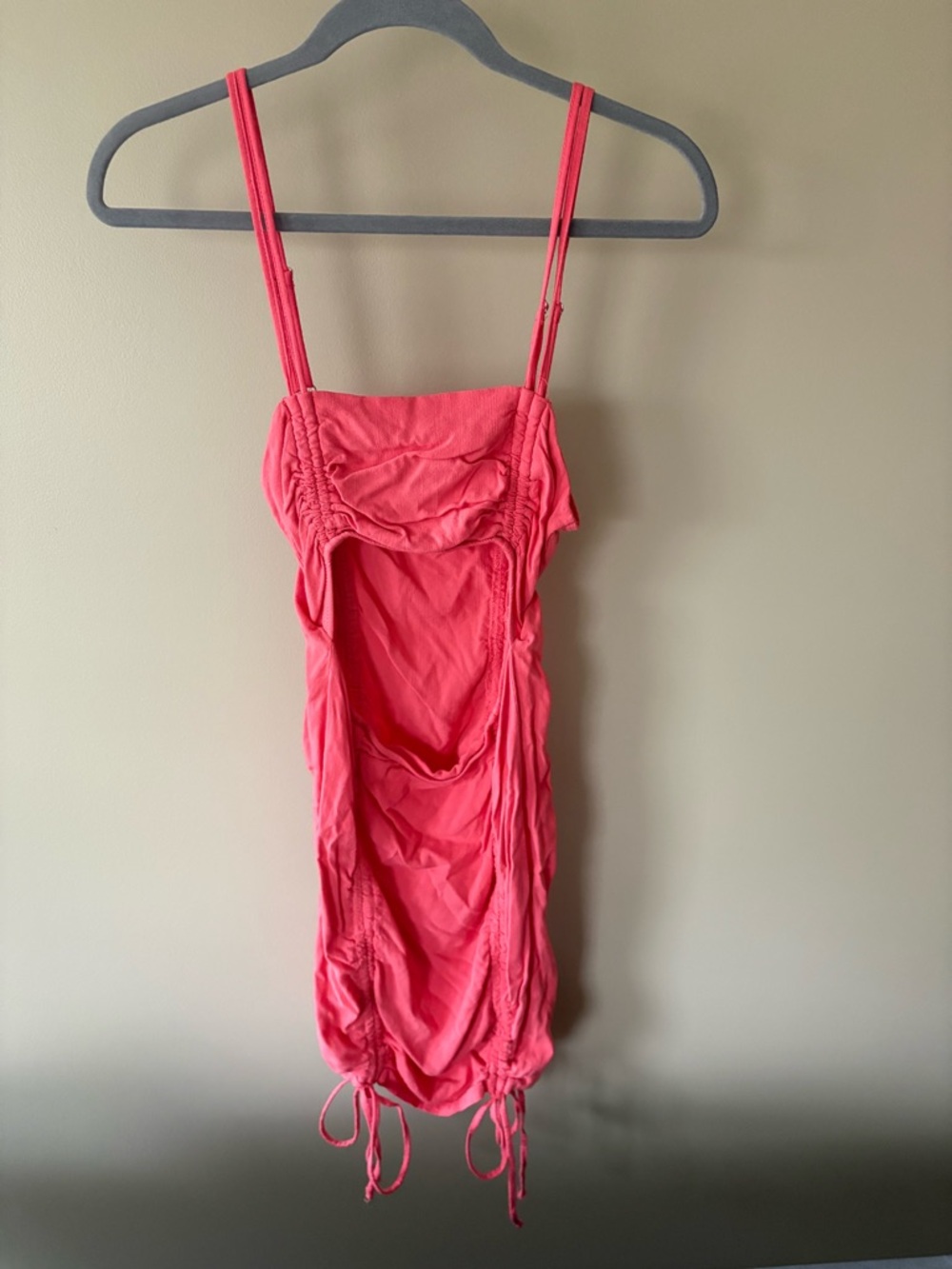 wild fable Coral Pink Smocked Detail Sundress, Opening in Front